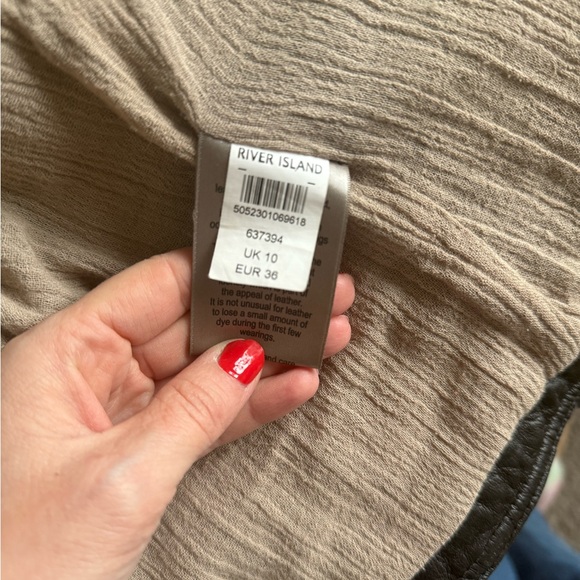 River Island real leather jacket black motorcycle jacket used size 10 - Picture 6 of 8